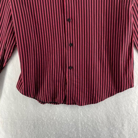 EXPRESS1MX Button-Up Shirt Mens 15.5 Red Vertical Stripe Collared Long Sleeve - Picture 7 of 10